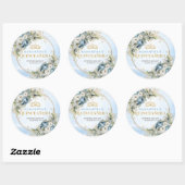 Sticker Rond Enchanting Dusty Blue Gold Greenery Quinceañera   (Feuille)