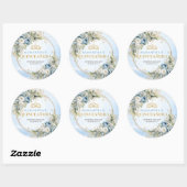 Sticker Rond Enchanting Pastel Blue Gold Eucalyptus 15 Birthday (Feuille)