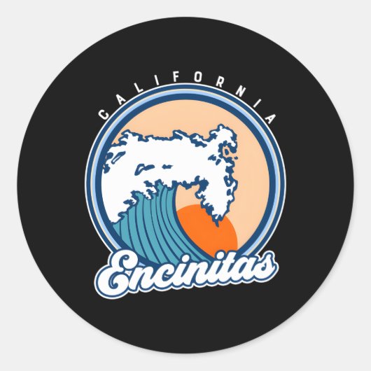 Sticker Rond Encinitas California Surf Wave (Devant)