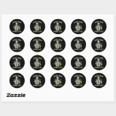 Sticker Rond Encore un lancer - Fun Skeleton Pêcheur (Feuille)