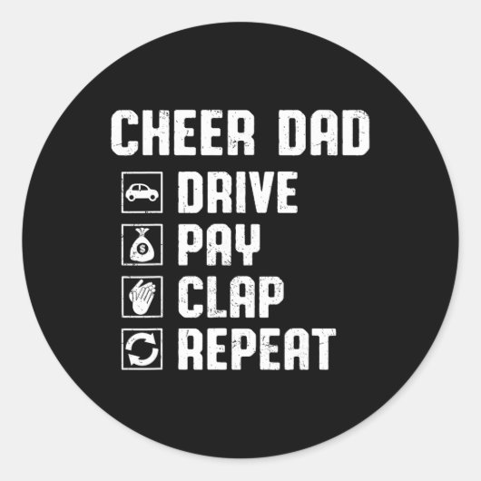 Sticker Rond Encourage Papa Conduire Payer Applaudir Répéter Ch (Devant)