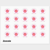 Sticker Rond encouragement de l'enseignant, fleur rose mignonne (Feuille)