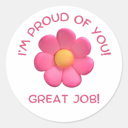 Sticker Rond encouragement de l'enseignant, fleur rose mignonne (Devant)