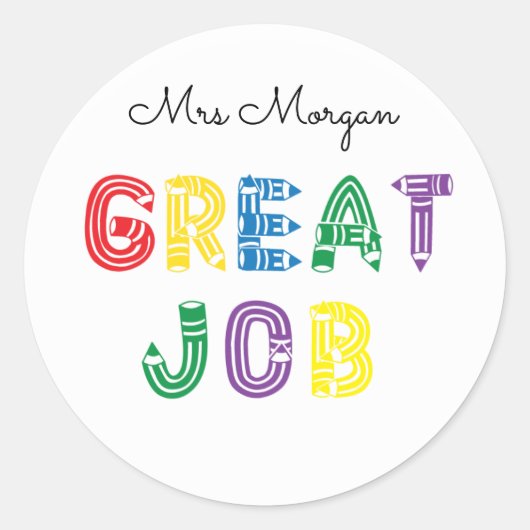 Sticker Rond encouragement de l'enseignant grand emploi crayon  (Devant)