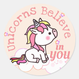 Sticker Rond Encouragement mignon de licorne