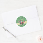Sticker Rond Encouragement Papillon et Fleurs sur Vert (Enveloppe)