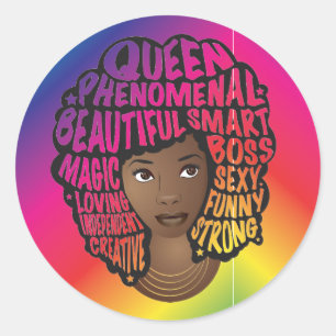 Sticker Rond Encourager les femmes noires, cheveux naturels, ar
