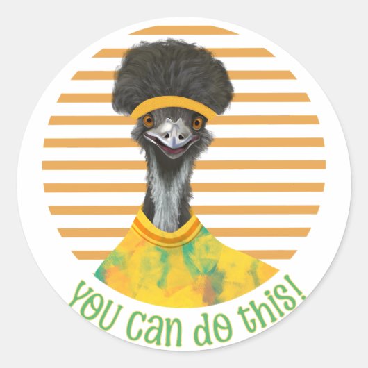 Sticker Rond Encouragez la joyeuse Emu Bird - Vous pouvez faire (Devant)