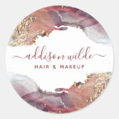 Sticker Rond Encre D'Aquarelle Liquide D'Art Moderne Purple Et (Devant)