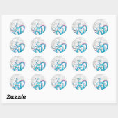 Sticker Rond Encre de Tentacles bleu rose (Feuille)