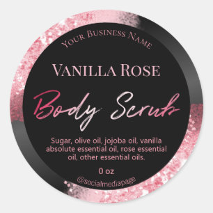 Sticker Rond Encre Parties scintillant rose sur le corps noir É