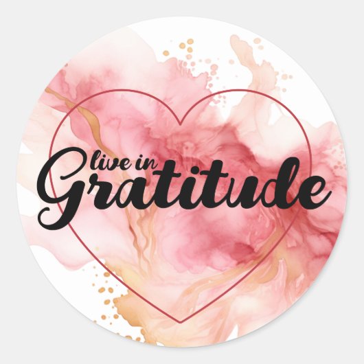 Sticker Rond Encre Rose De Gratitude (Devant)