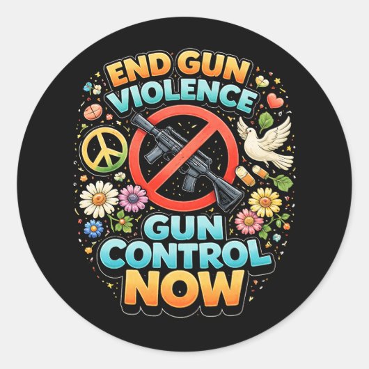 Sticker Rond End Gun Violence Now (Devant)