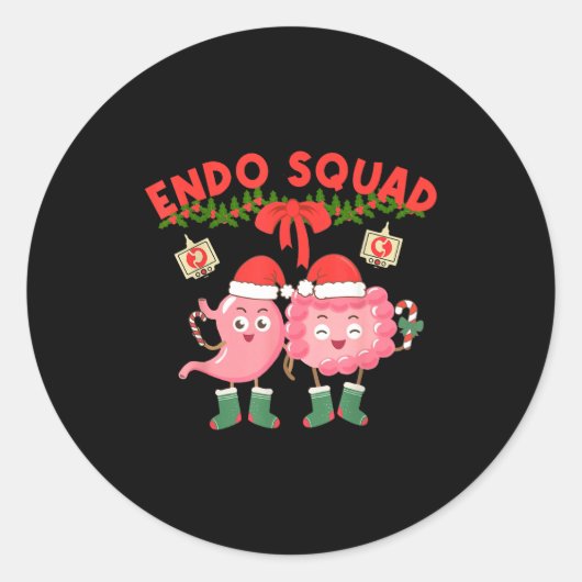 Sticker Rond Endo Squad Nurse Stomach Santa Hat Endoscopy Tech  (Devant)