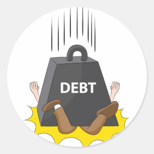 Sticker Rond Endurcissement de la dette Cartoon Anvil