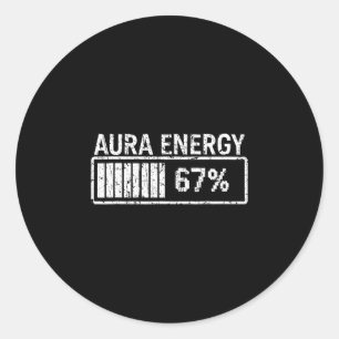 Sticker Rond Énergie Aura À 67 Drôle Six Sept Mème Gen Alpha S