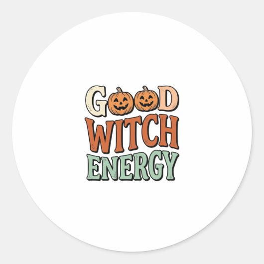 Sticker Rond Énergie de bonne sorcière Design vectoriel Hallowe (Devant)