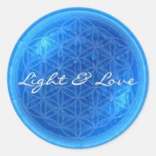 Sticker Rond Énergie de l'eau avec fleur de vie   Lumière et am