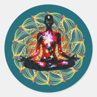 Sticker Rond énergie de méditation groovy