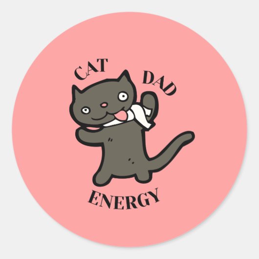 Sticker Rond Énergie de papa chat débile (Devant)