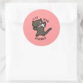 Sticker Rond Énergie de papa chat débile (Sac)