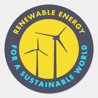 Sticker Rond Énergie Renouvelable Pour Un Monde Durable