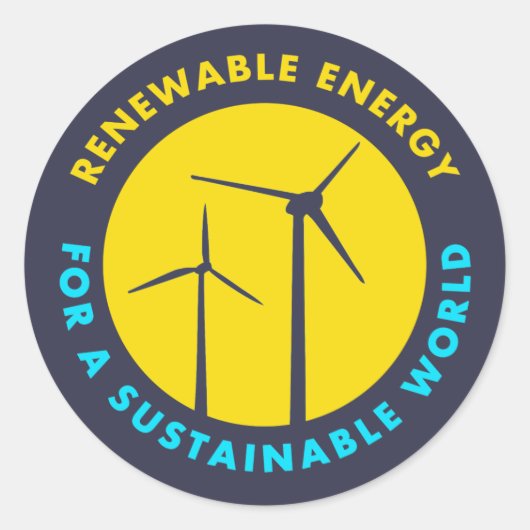 Sticker Rond Énergie Renouvelable Pour Un Monde Durable (Devant)