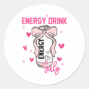Sticker Rond Energy Drink Girly Drôle Boire Amoureux Design