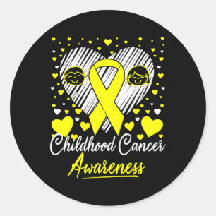 Sticker Rond Enfance Cancer Sensibilisation Parents Coeur ruban