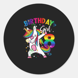 Sticker Rond Enfant 8 ans 8e anniversaire Cadeau Dabbing Unicor