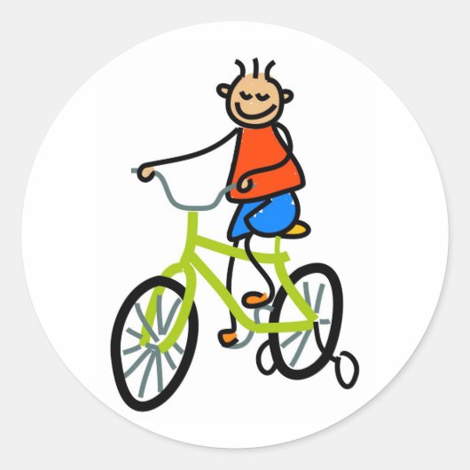 Sticker Rond Enfant à vélo (Devant)