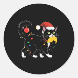 Sticker Rond Enfant Chat de Noël Lady Trump Hair Vote Kamal