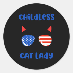 Sticker Rond Enfant Chat Lady 2024 Drôle Amoureux des chats Mam
