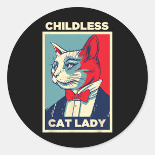 Sticker Rond Enfant Chat Lady 2024 Drôle Amoureux des chats Mam