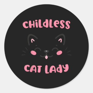 Sticker Rond Enfant Chat Lady 2024 Drôle Amoureux des chats Mam