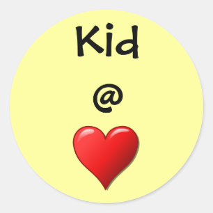 Sticker Rond Enfant @ Coeur