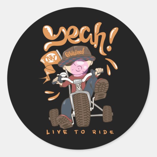 Sticker Rond Enfant cool à vélo (Devant)