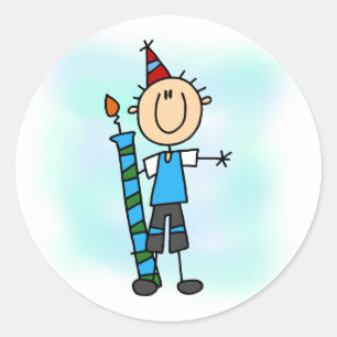 Sticker Rond Enfant d'anniversaire avec T-shirts et cadeaux à l