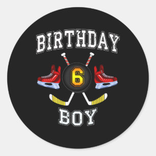 Sticker Rond Enfant de 6e anniversaire - Ice Hockey 6 ans