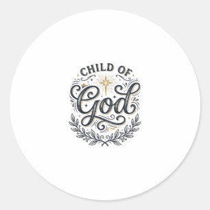 Sticker Rond Enfant de Dieu Design de T-Shirt Gravure Vintage_1