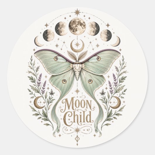 Sticker Rond enfant de la lune (Devant)