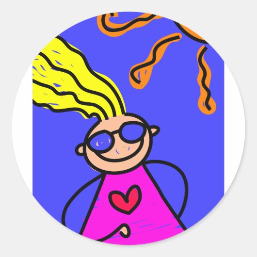 Sticker Rond Enfant d'été (Devant)