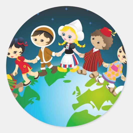 Sticker Rond Enfant du monde (Devant)