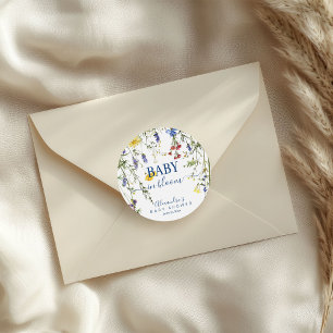 Sticker Rond Enfant Fleur sauvage de printemps dans le Baby sho