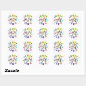 STICKER ROND ENFANT FLEURS (Feuille)