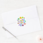 STICKER ROND ENFANT FLEURS (Enveloppe)