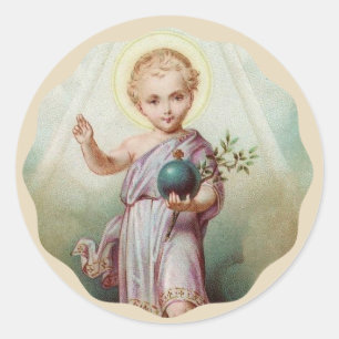 Sticker Rond Enfant Jésus tenant le monde