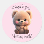 Sticker Rond Enfant mignon ours en peluche 1er anniversaire (Devant)