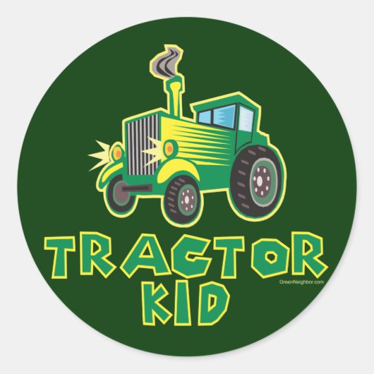 Sticker Rond Enfant tracteur vert (Devant)