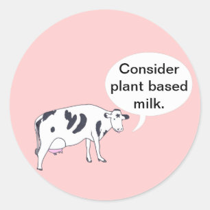 Sticker Rond Enfantez la vache, considérez le lait basé par